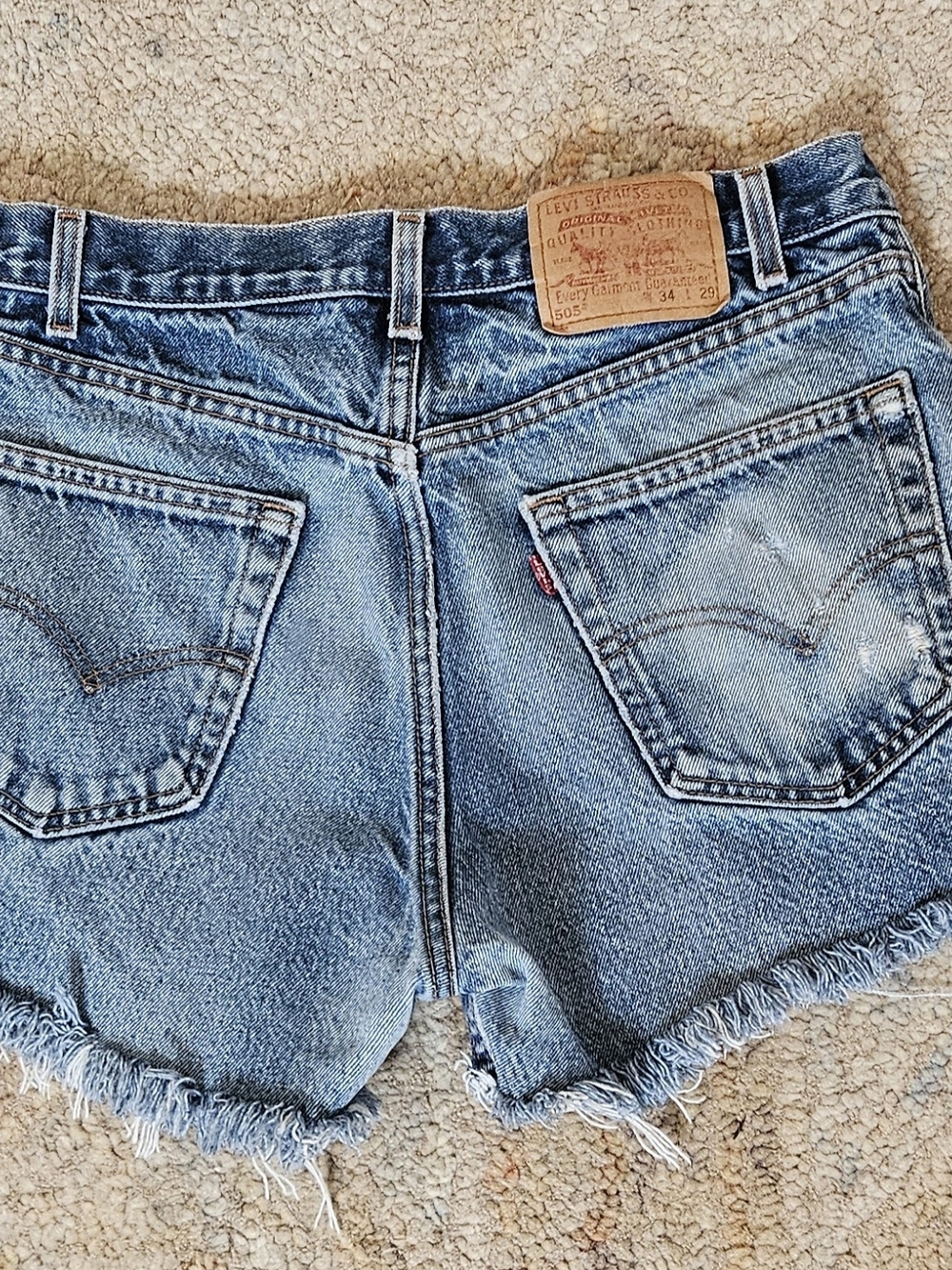 Levi's 505 Blue Denim Cutoff Shorts - Classic High-Rise 33 Inch Waist